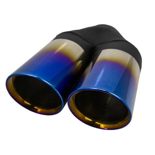 3" Dual Wall Angle Cut Cone Titanium Finish Twin Exhaust Tip